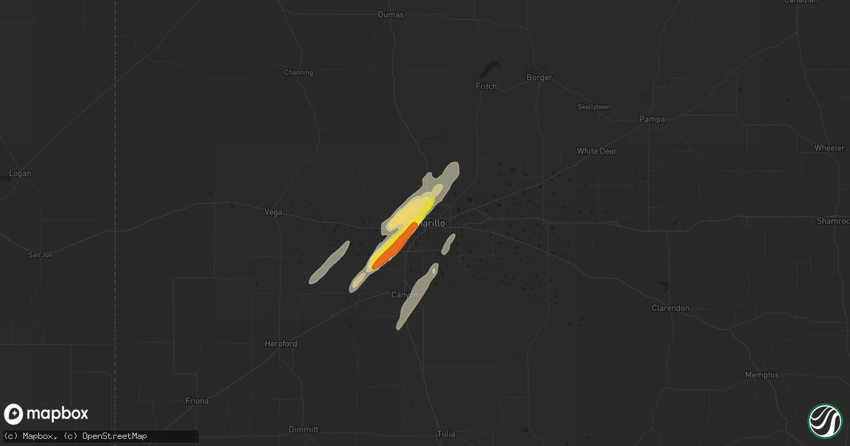 Hail map in Amarillo, TX on April 30, 2019