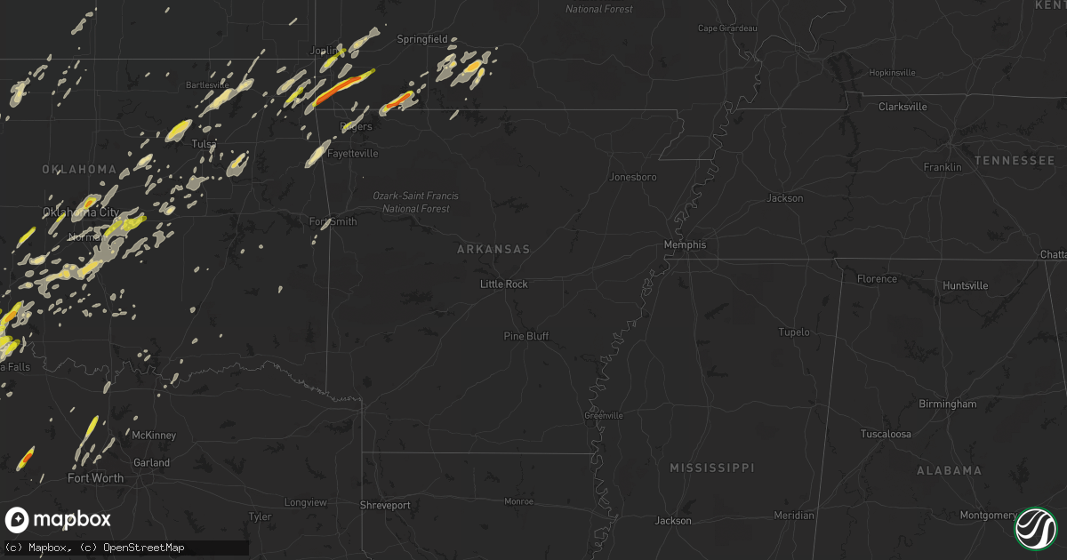 Hail map in Arkansas on April 30, 2019
