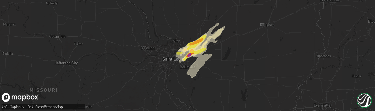 Hail map in Collinsville, IL on April 30, 2019