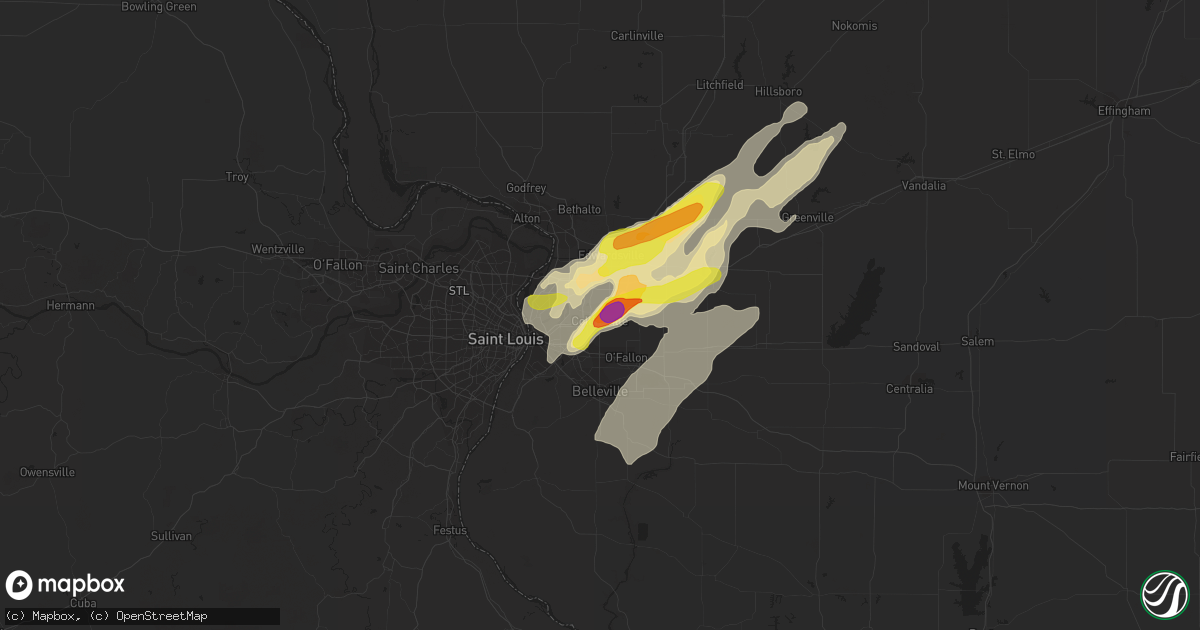 Hail map in Collinsville, IL on April 30, 2019