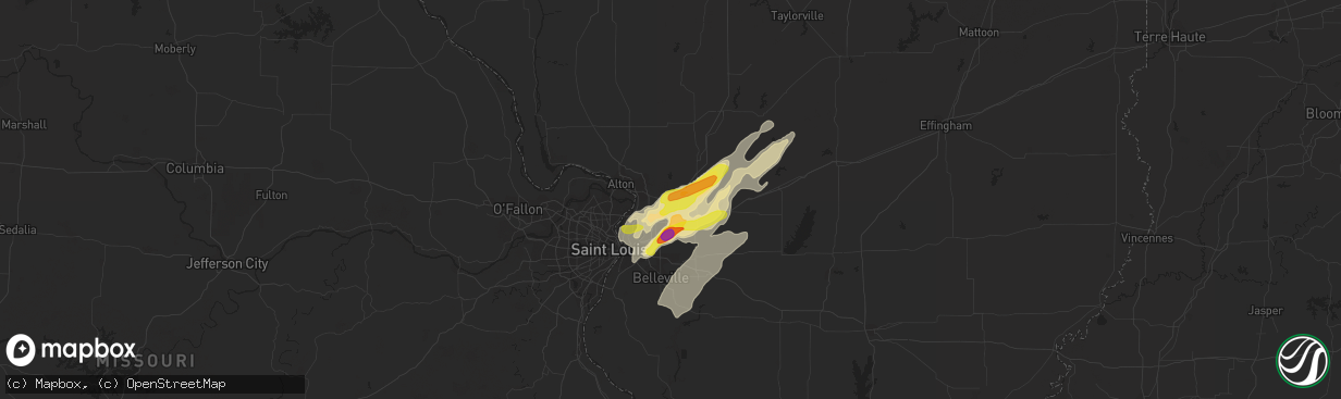 Hail map in Edwardsville, IL on April 30, 2019