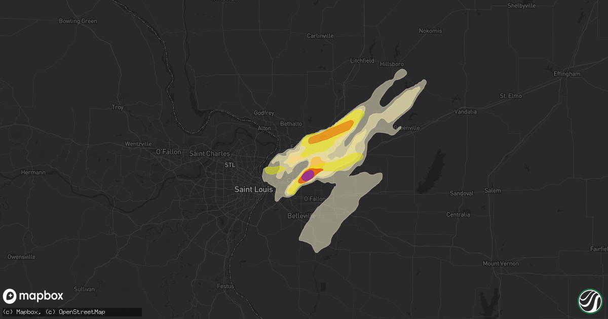 Hail map in Glen Carbon, IL on April 30, 2019