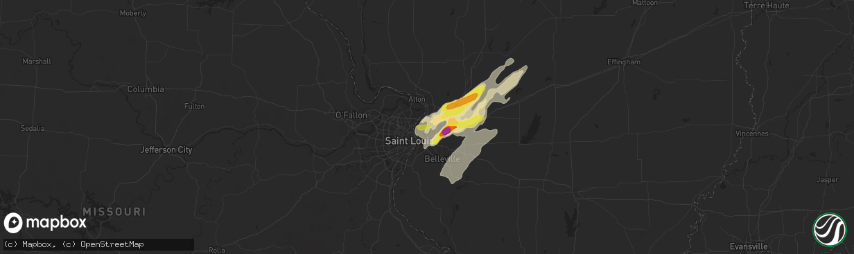 Hail map in Granite City, IL on April 30, 2019