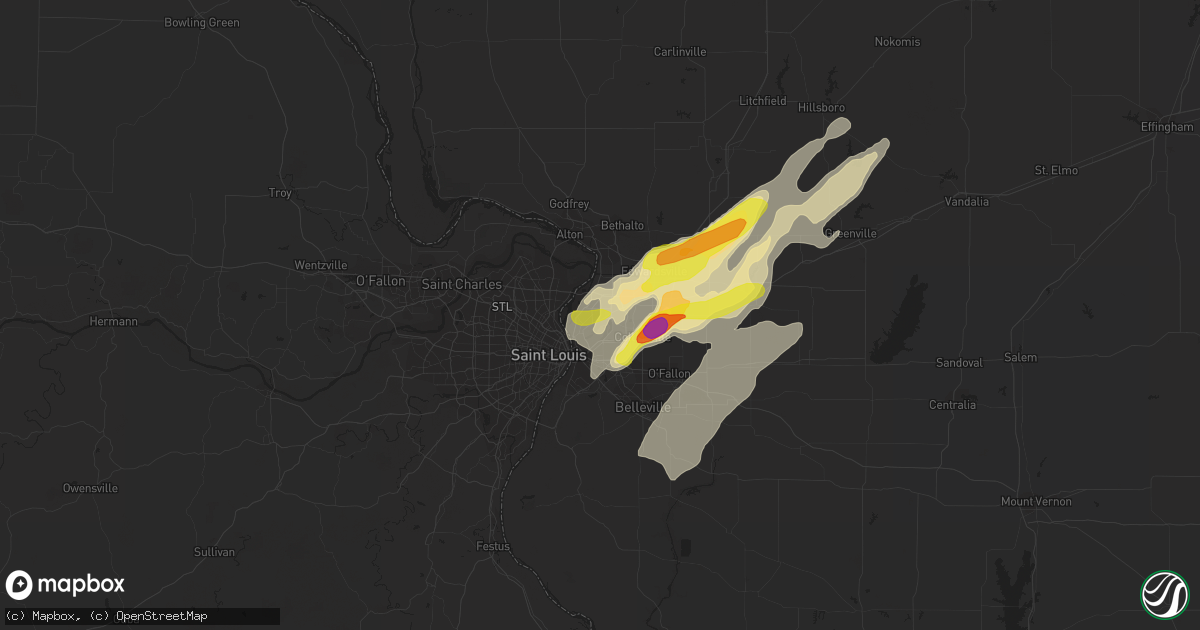 Hail map in Granite City, IL on April 30, 2019