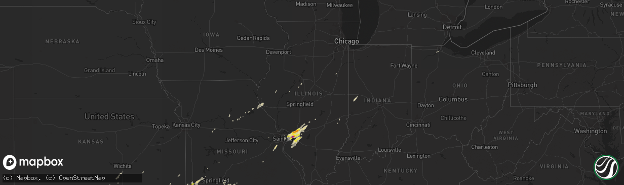 Hail map in Illinois on April 30, 2019