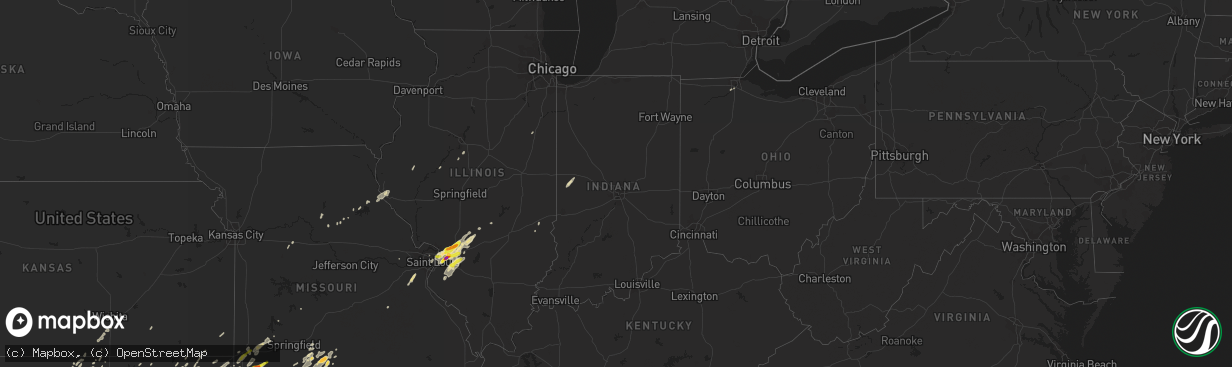 Hail map in Indiana on April 30, 2019