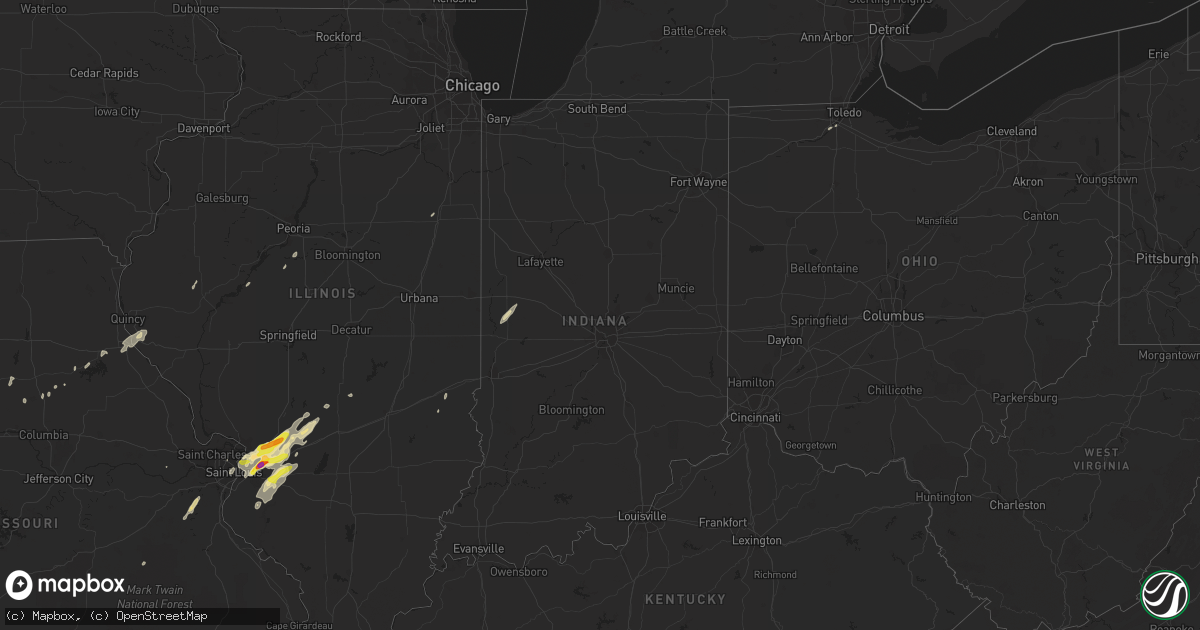 Hail map in Indiana on April 30, 2019