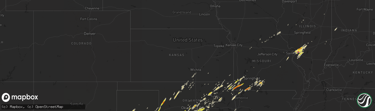 Hail map in Kansas on April 30, 2019