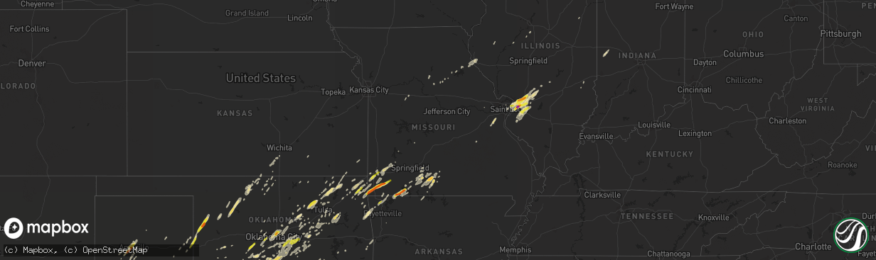 Hail map in Missouri on April 30, 2019