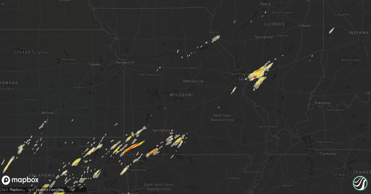 Hail map in Missouri on April 30, 2019