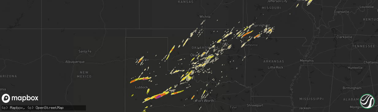 Hail map in Oklahoma on April 30, 2019