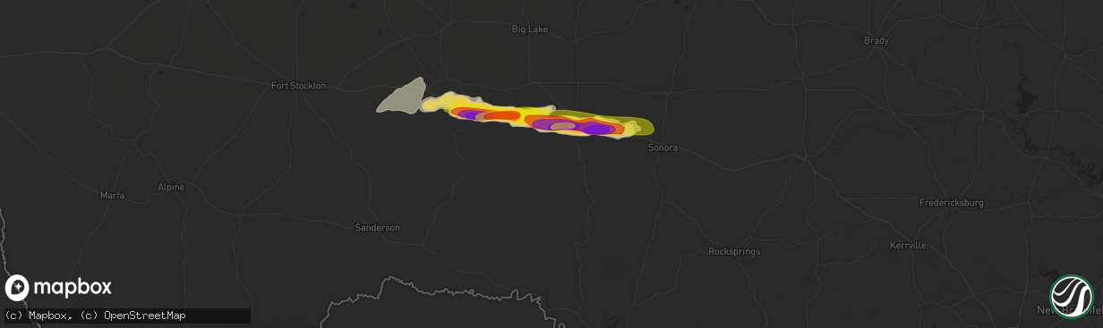 Hail map in Ozona, TX on April 30, 2019