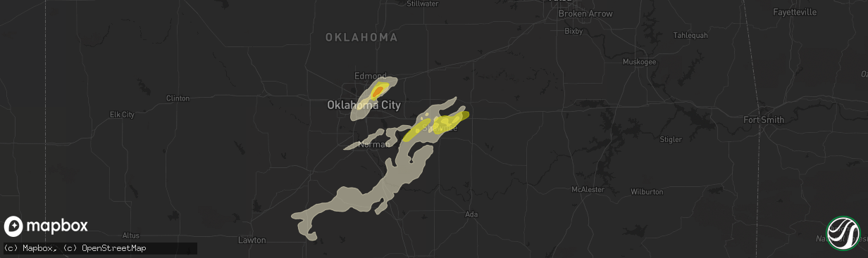 Hail map in Shawnee, OK on April 30, 2019