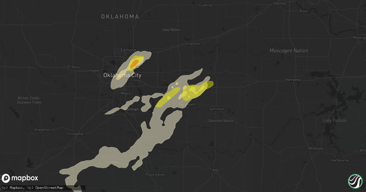 Hail map in Shawnee, OK on April 30, 2019