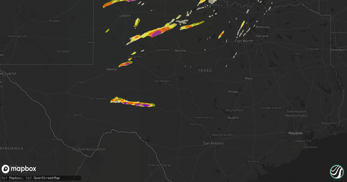 Hail map in Texas on April 30, 2019