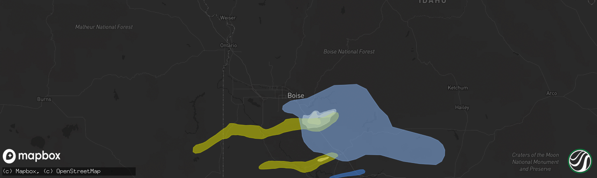 Hail map in Boise, ID on April 30, 2020