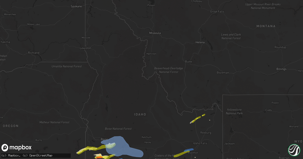 Hail map in Idaho on April 30, 2020