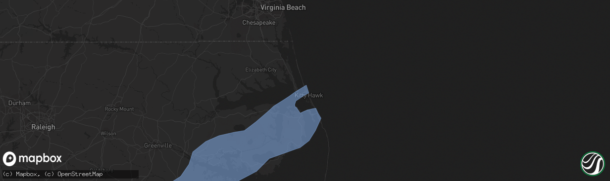 Hail map in Kitty Hawk, NC on April 30, 2020