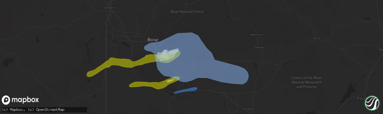 Hail map in Mountain Home, ID on April 30, 2020