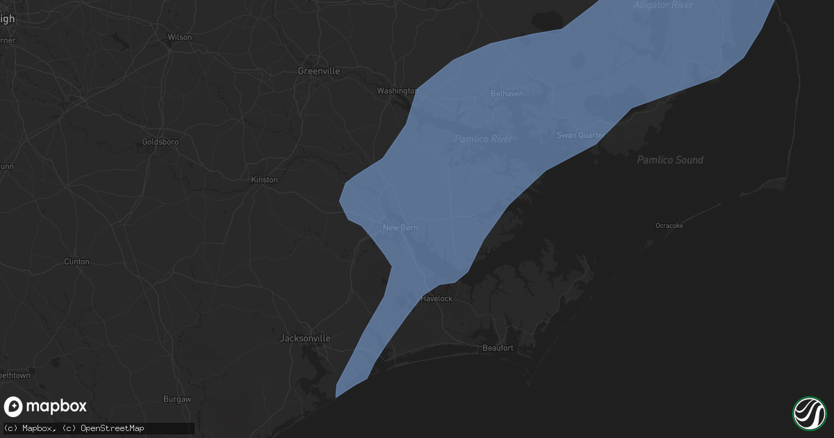 Hail map in New Bern, NC on April 30, 2020