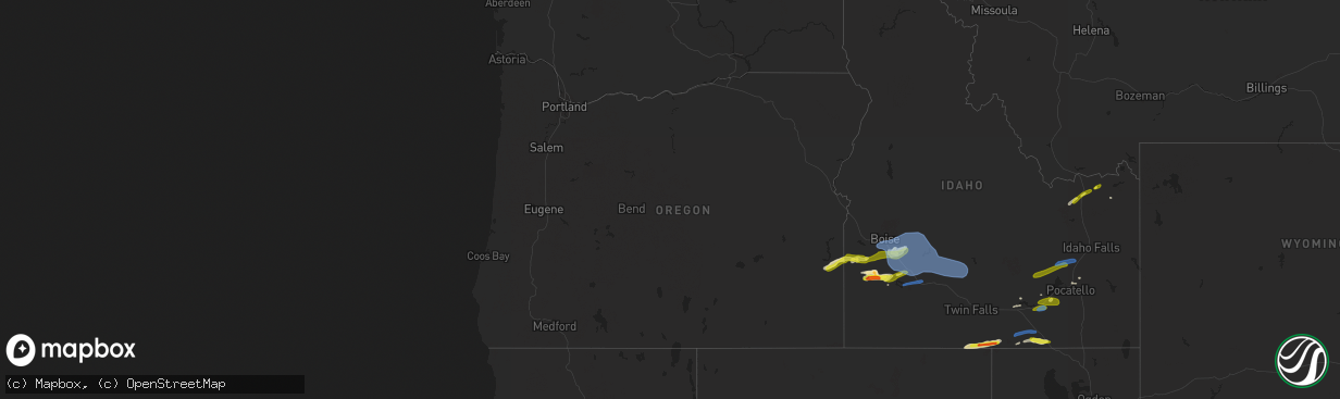Hail map in Oregon on April 30, 2020