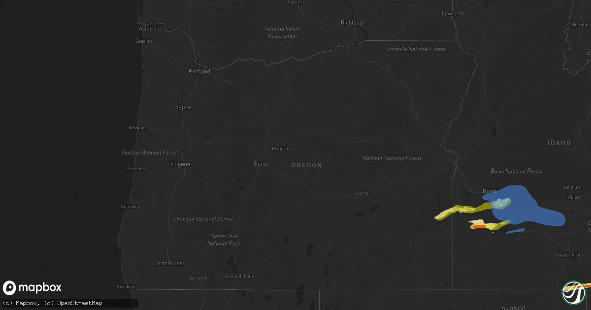 Hail map in Oregon on April 30, 2020