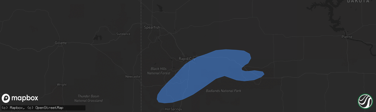 Hail map in Rapid City, SD on April 30, 2020