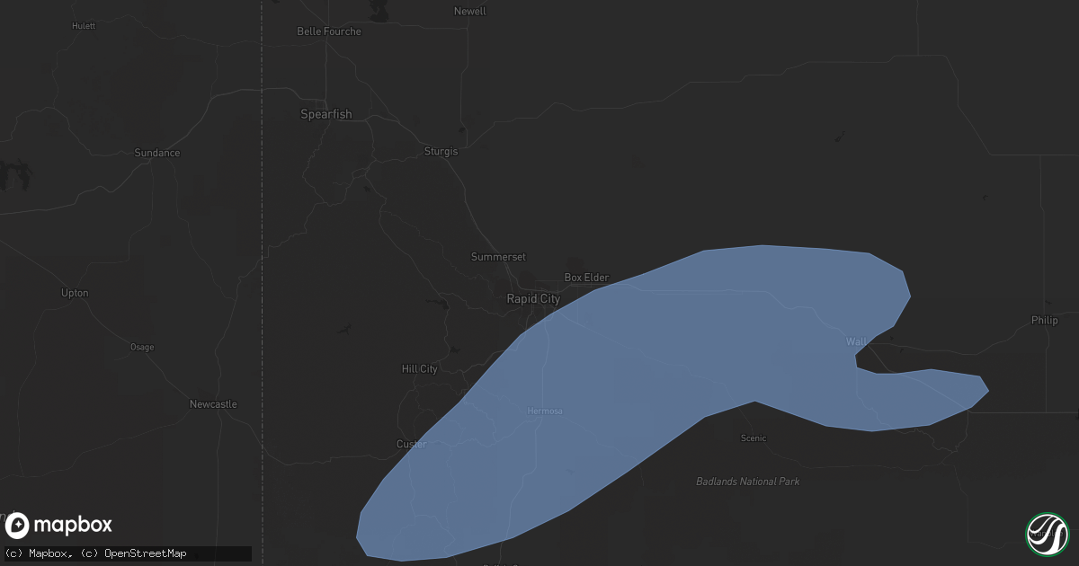Hail map in Rapid City, SD on April 30, 2020