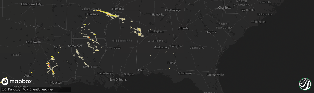 Hail map in Alabama on April 30, 2022