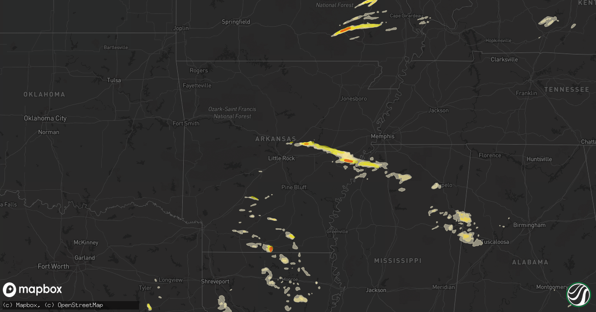 Hail map in Arkansas on April 30, 2022