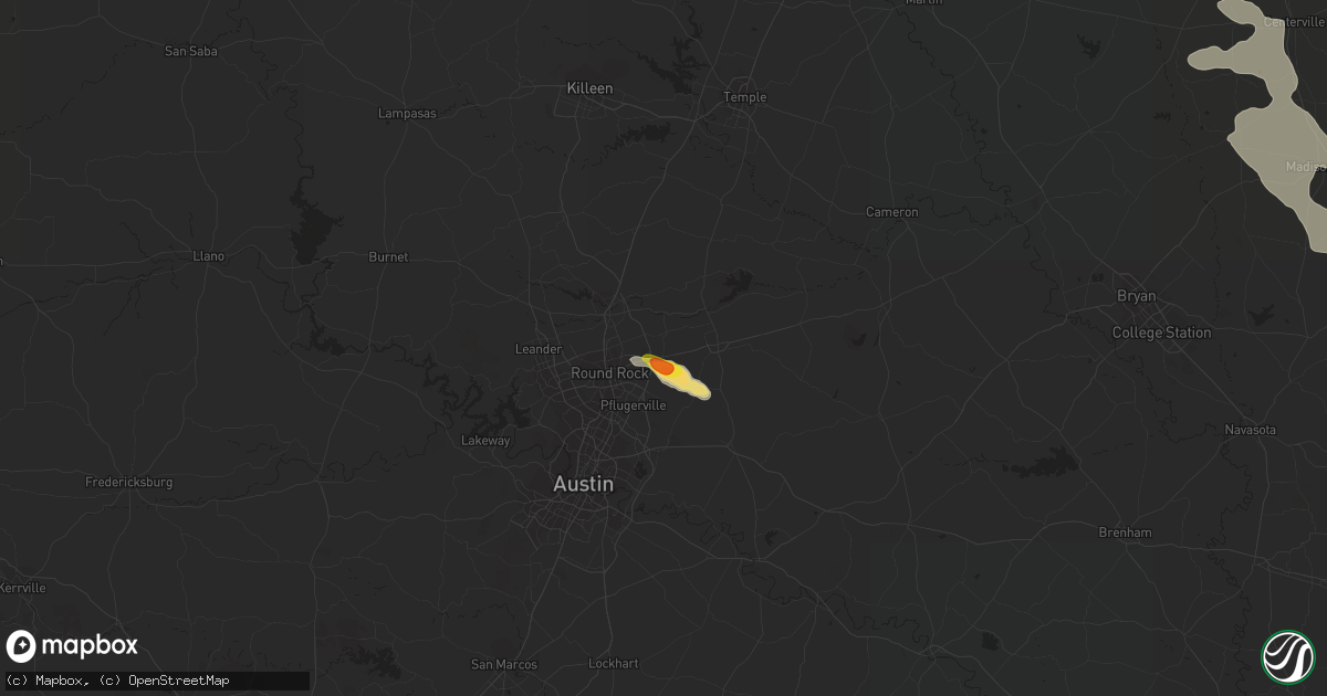 Hail map in Hutto, TX on April 30, 2022