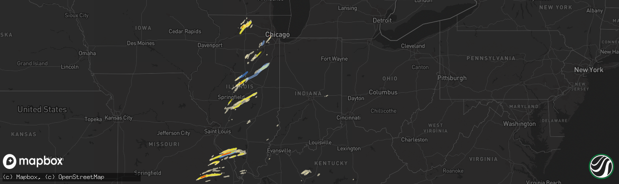 Hail map in Indiana on April 30, 2022