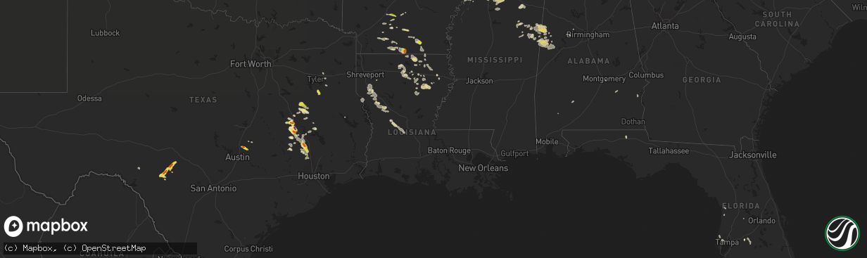 Hail map in Louisiana on April 30, 2022