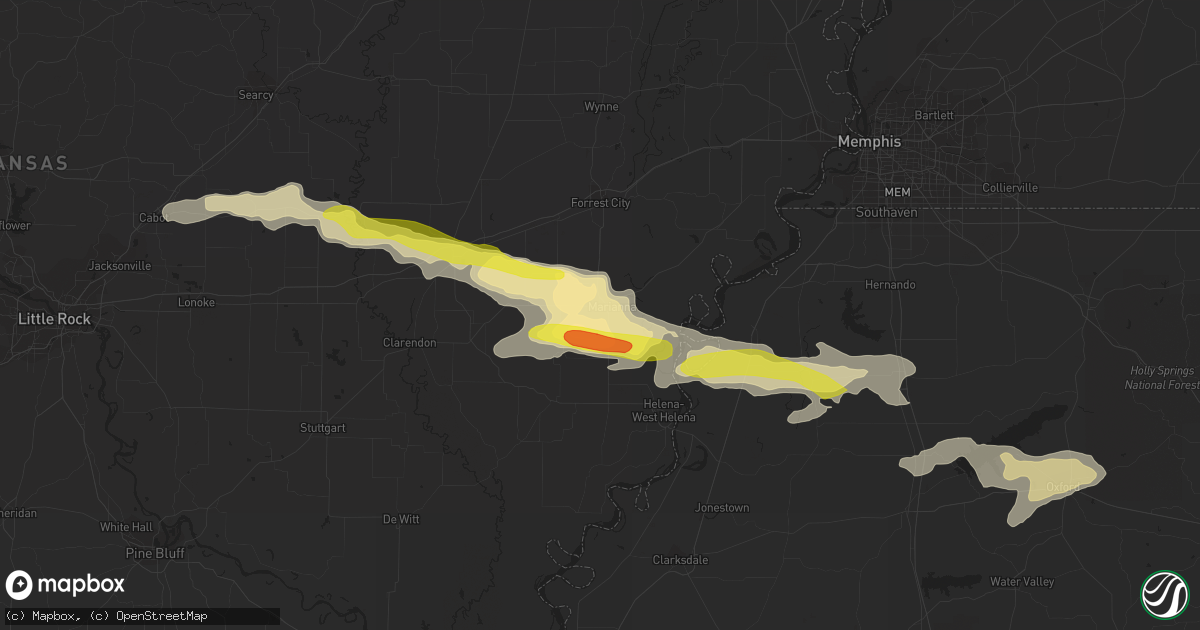 Hail map in Marianna, AR on April 30, 2022