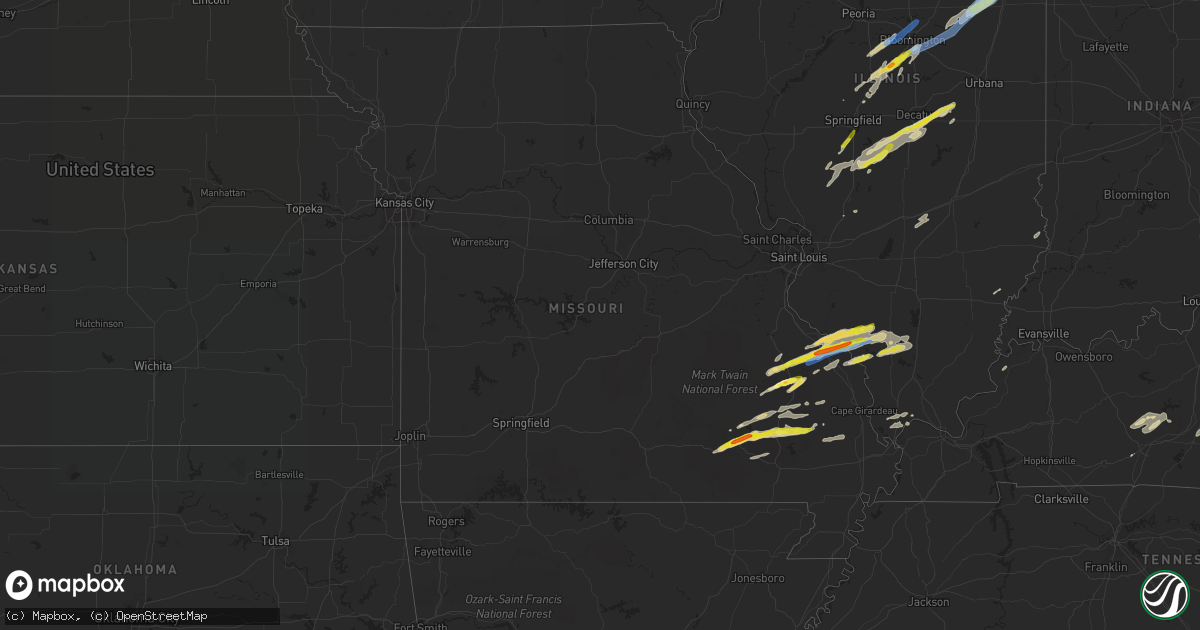 Hail map in Missouri on April 30, 2022