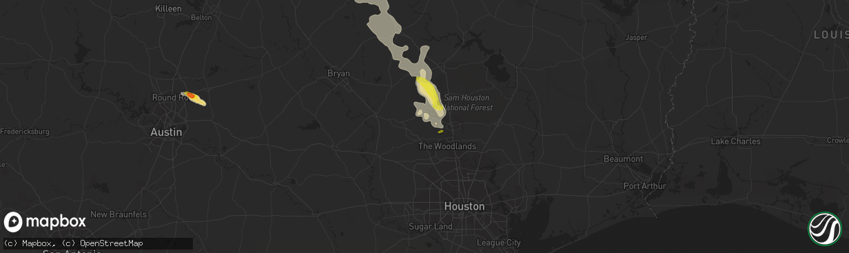Hail map in Montgomery, TX on April 30, 2022