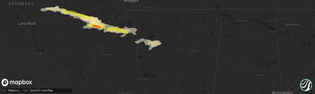 Hail map in Oxford, MS on April 30, 2022