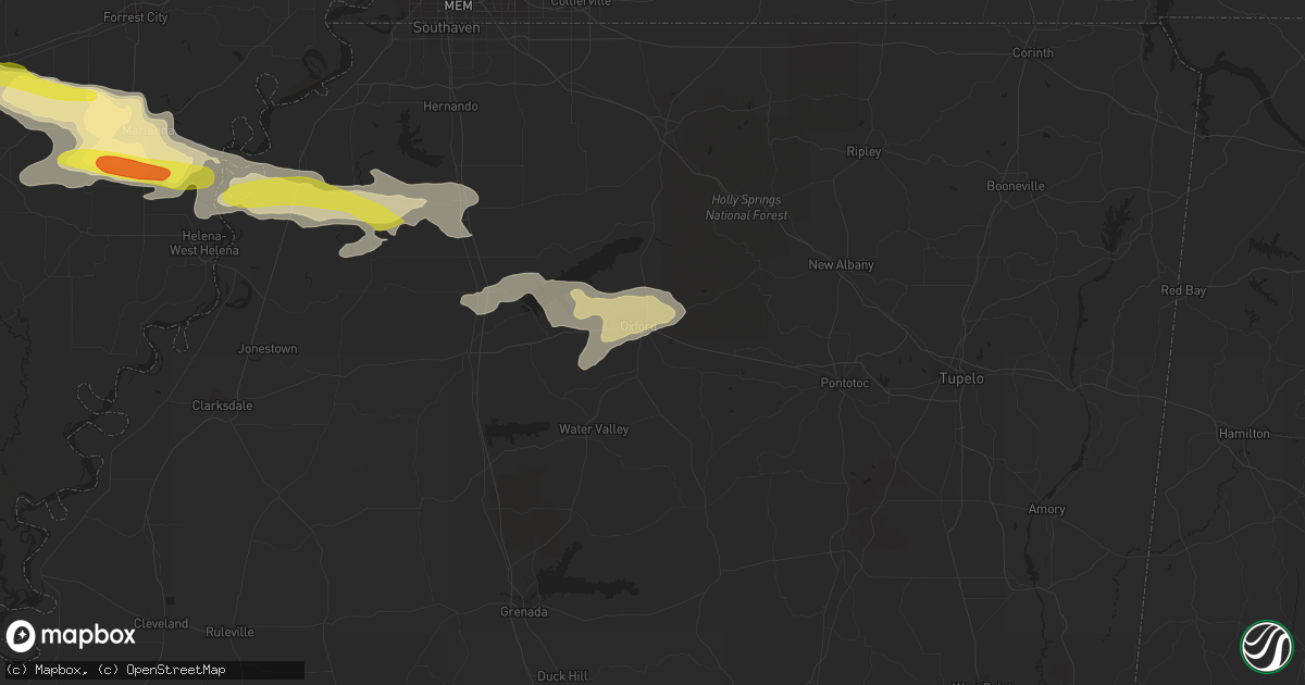 Hail map in Oxford, MS on April 30, 2022