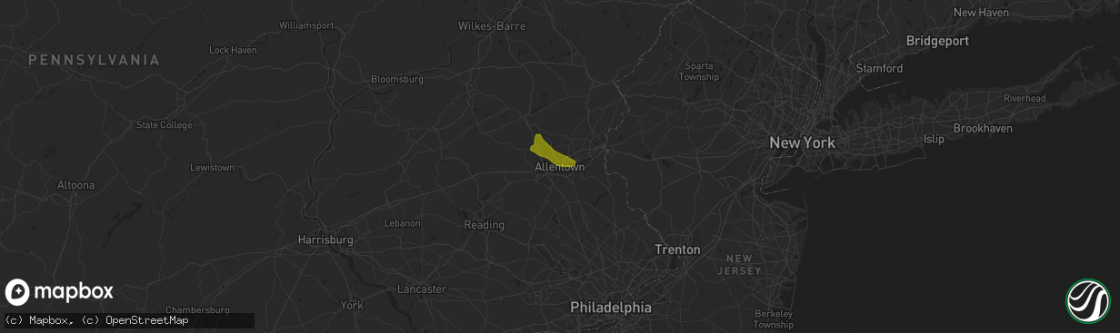 Hail map in Allentown, PA on April 30, 2024