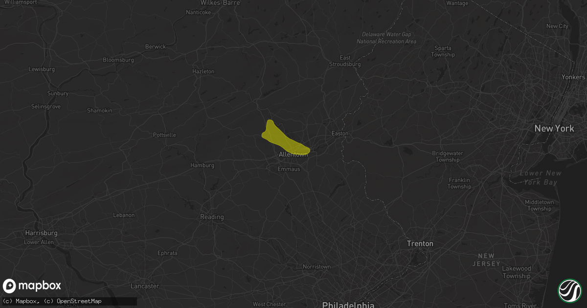 Hail map in Allentown, PA on April 30, 2024