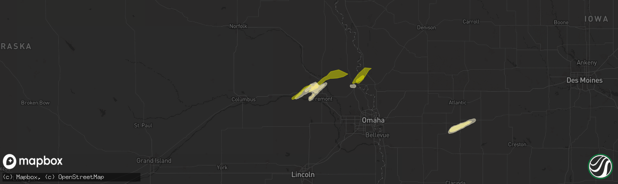 Hail map in Ames, NE on April 30, 2024