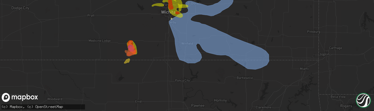 Hail map in Arkansas City, KS on April 30, 2024