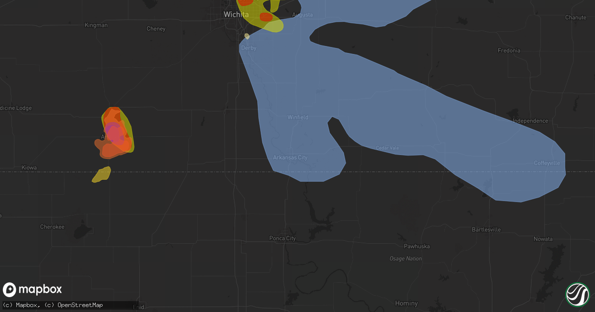 Hail map in Arkansas City, KS on April 30, 2024