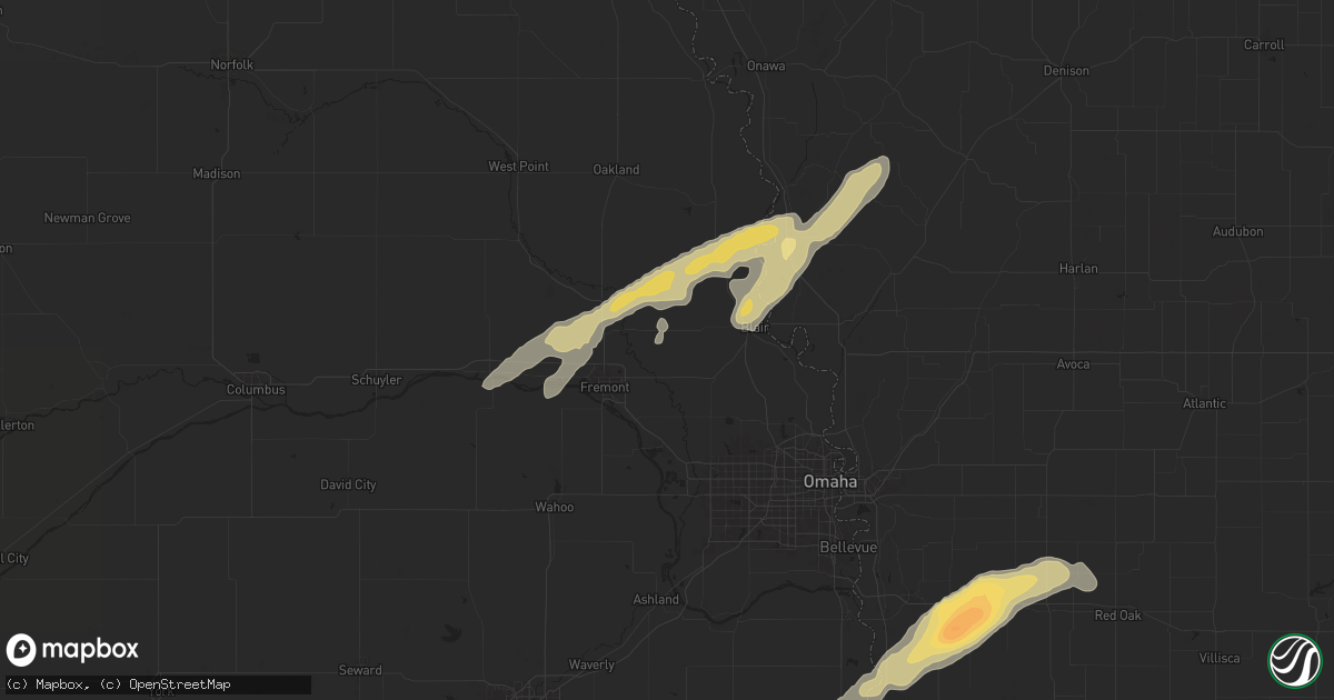 Hail map in Arlington, NE on April 30, 2024
