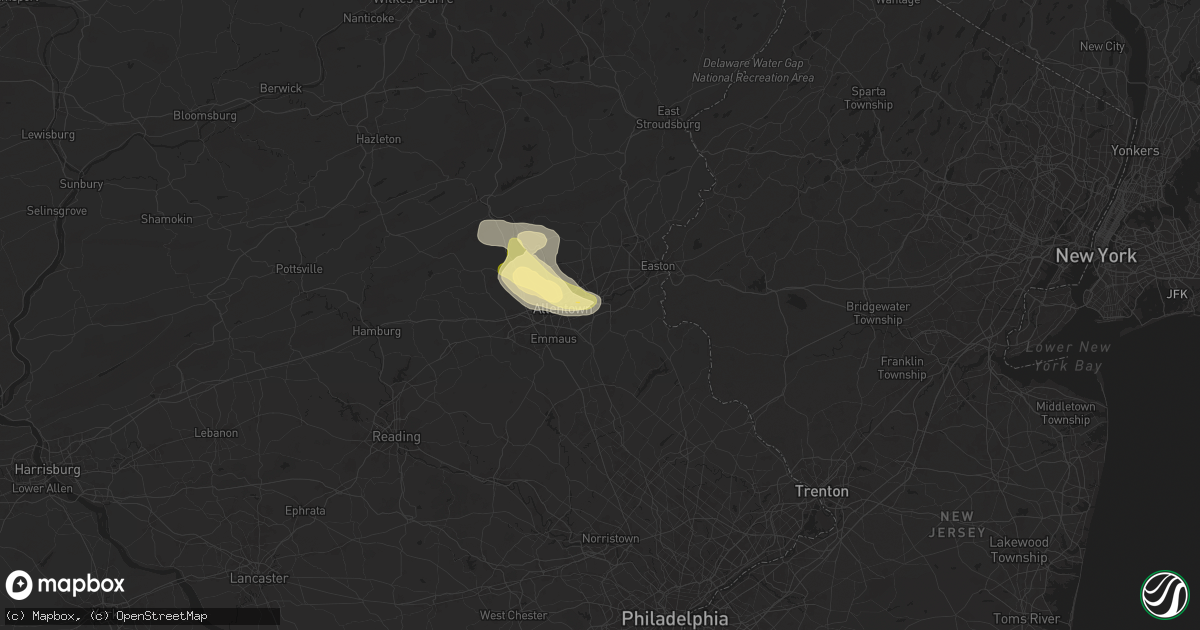 Hail map in Bethlehem, PA on April 30, 2024