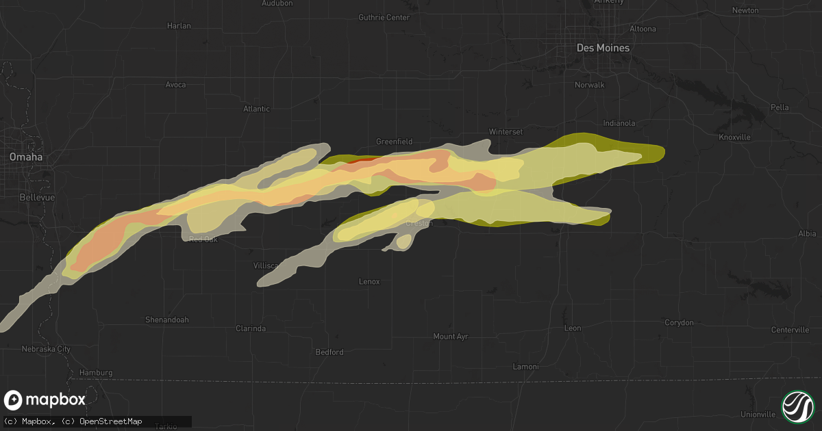 Hail map in Creston, IA on April 30, 2024