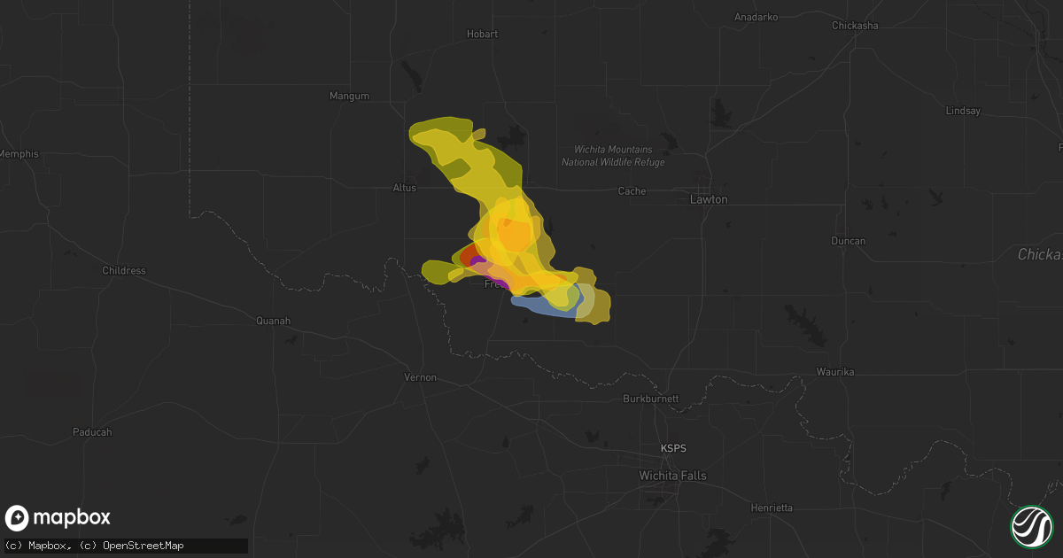 Hail map in Frederick, OK on April 30, 2024