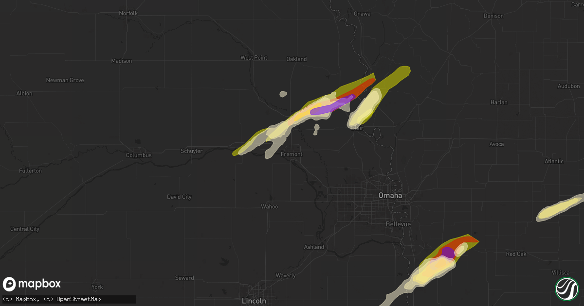 Hail map in Fremont, NE on April 30, 2024