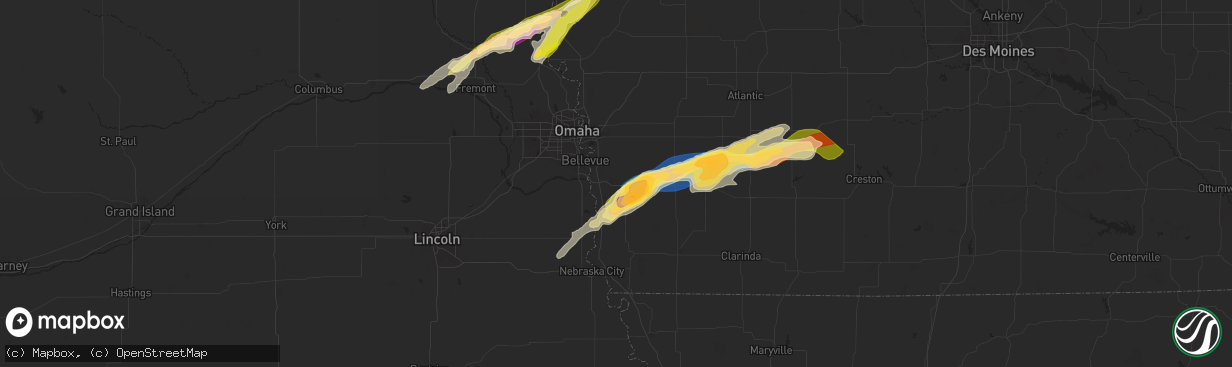 Hail map in Glenwood, IA on April 30, 2024