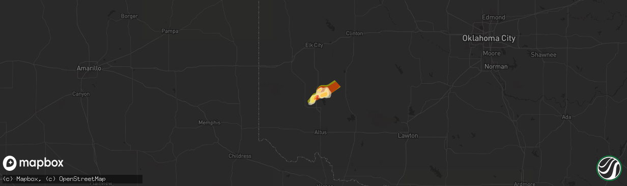 Hail map in Granite, OK on April 30, 2024